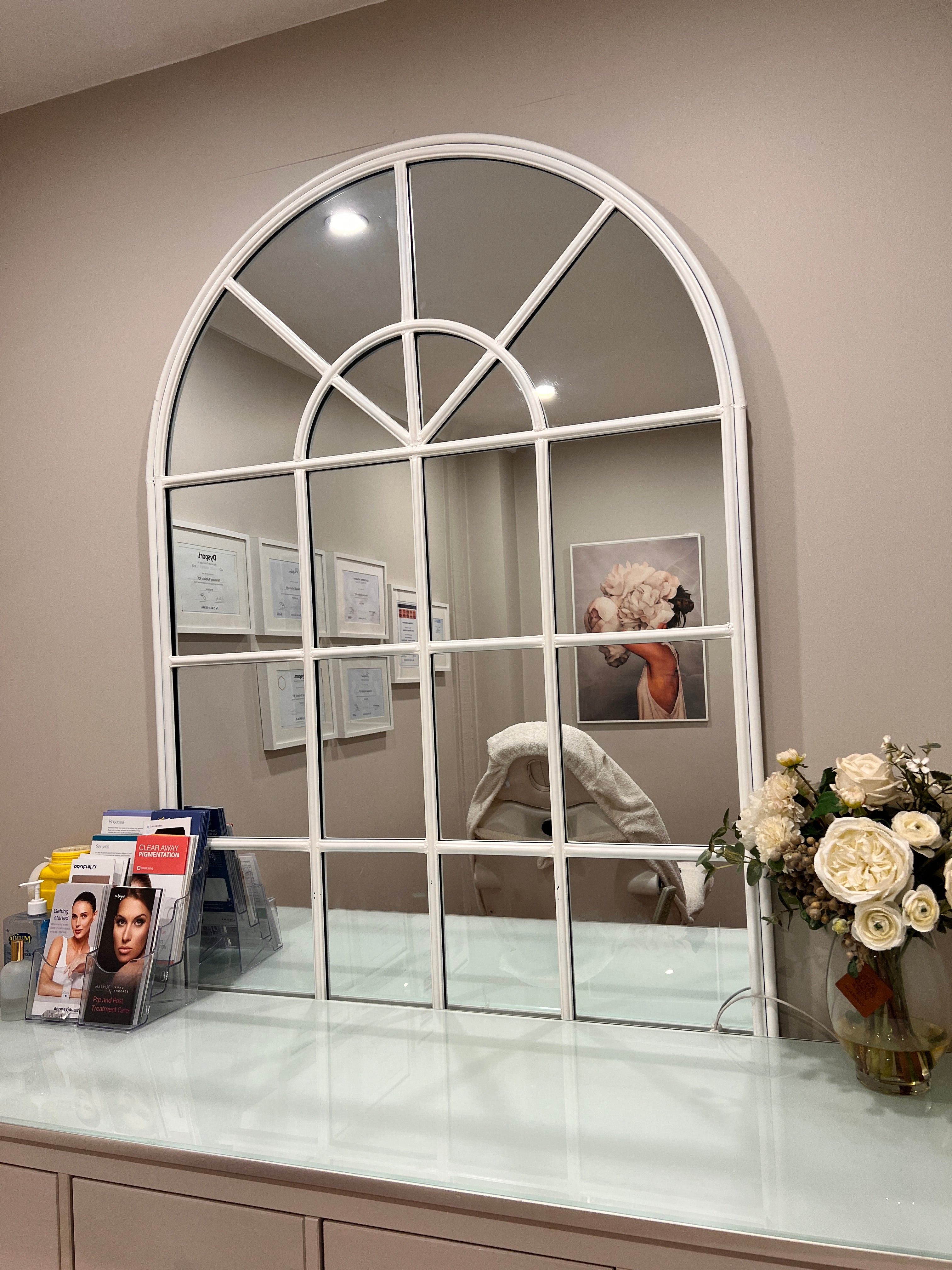 Beautiful White Arch Mirror from &
